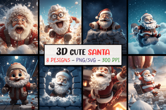 3D Christmas Backgrounds - Santa SVG: Festive Visual Assets
