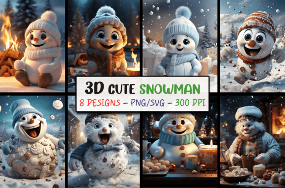 3D Christmas Backgrounds - Snowman SVG: Festive 3D Holiday Designs