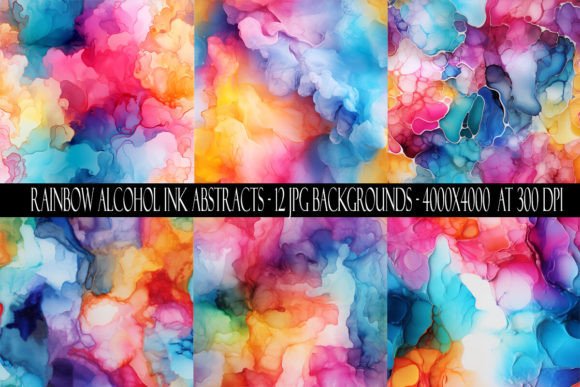 Alcohol Rainbow Ink Abstract Backgrounds for Designers
