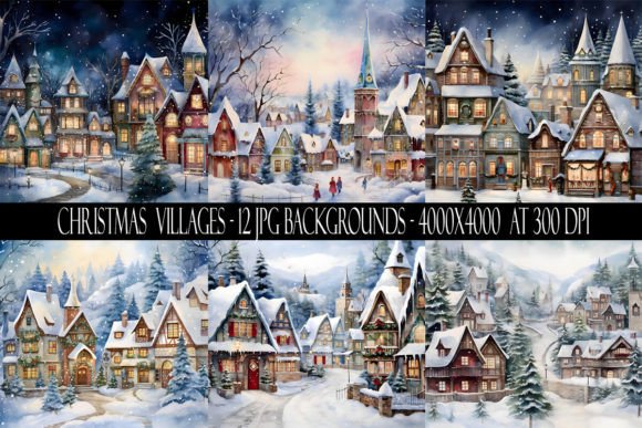 Christmas Village Backgrounds for Festive Projects