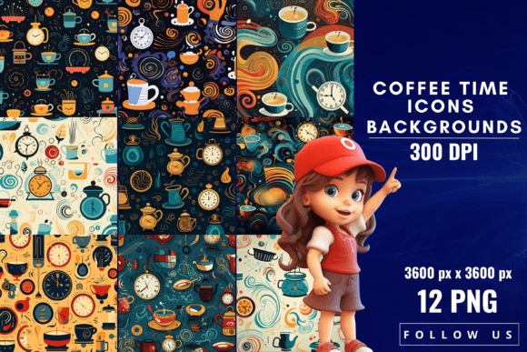 Coffee Time Icons Backgrounds: A Designer's Canvas