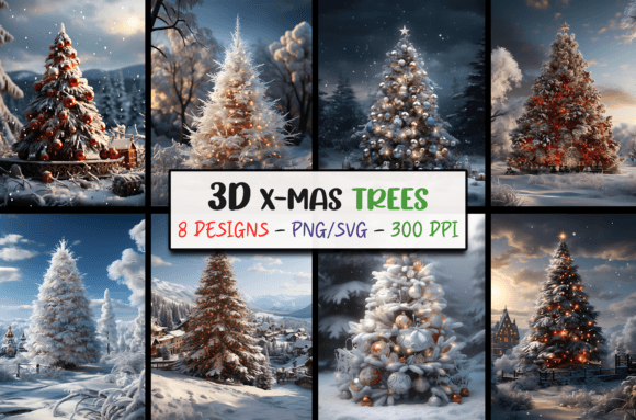 Elevate Your Holiday Projects with 3D Christmas Tree Backgrounds SVG