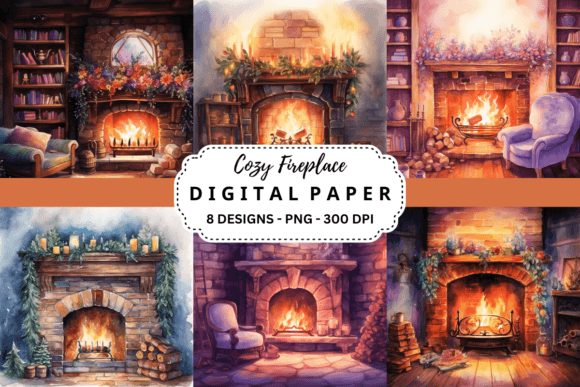 Embrace the Glow: Working with Watercolor Cozy Fireplace Backgrounds