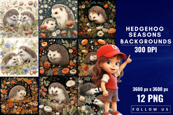 Hedgehog Seasons Backgrounds: Infusing Designs with Nature's Charm