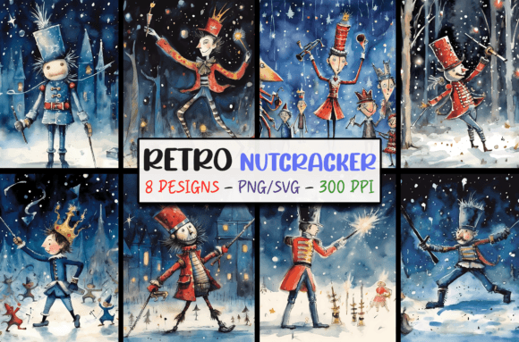 Retro Christmas Backgrounds Nutcracker: Vintage Holiday Charm